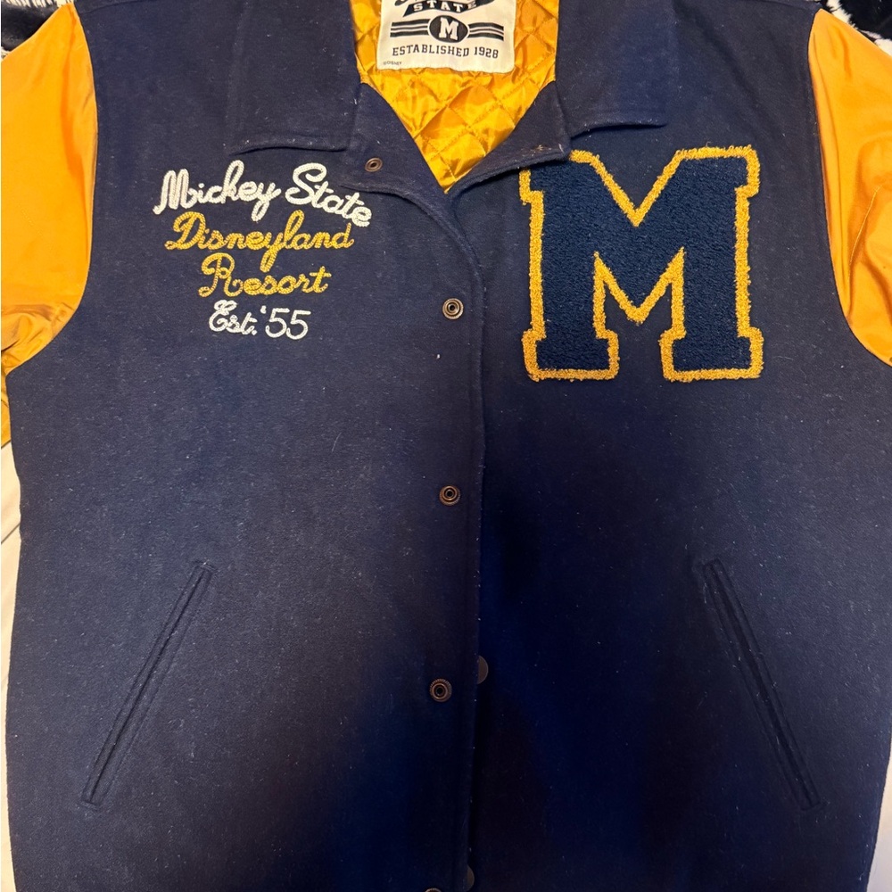 Mickey State Varsity Jacket in Navy and Gold